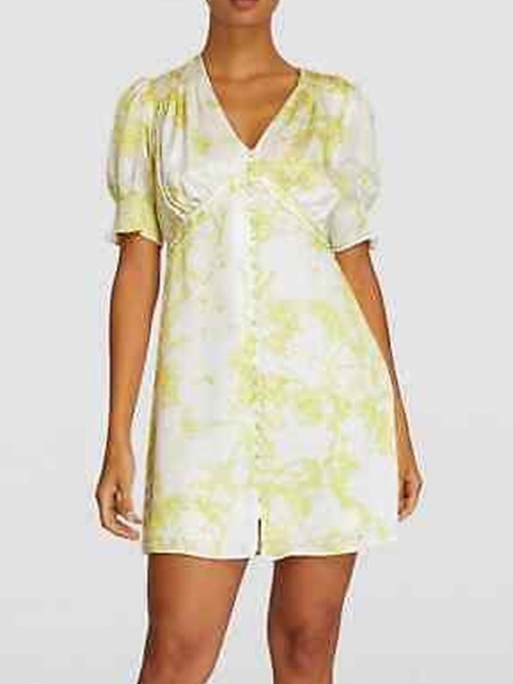 Allsaints Demi Marama Dress Citrus Yellow Tie Dye Mini Puff Size 6